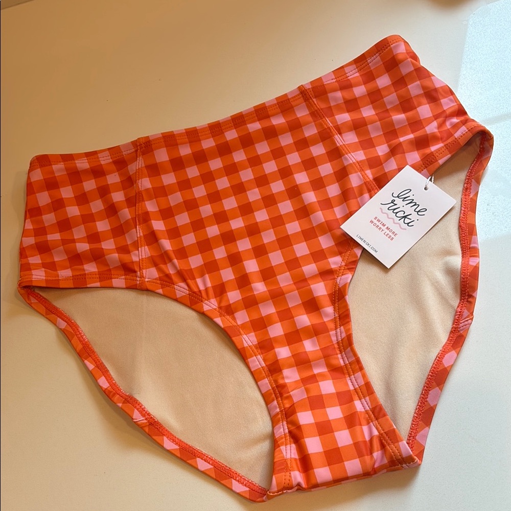 Lime Ricki Orange Checkered Bikini Bottom